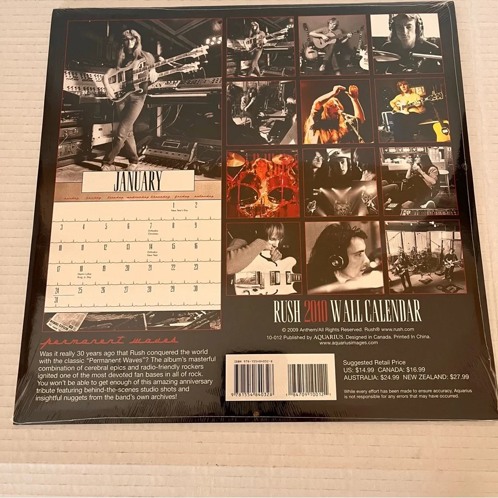 Rush Permanent Waves 2010 Wall Calendar Sealed New